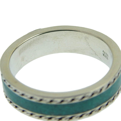 Gucci interlocking G turquoise enamel textured trim ring SV925 # 23 22