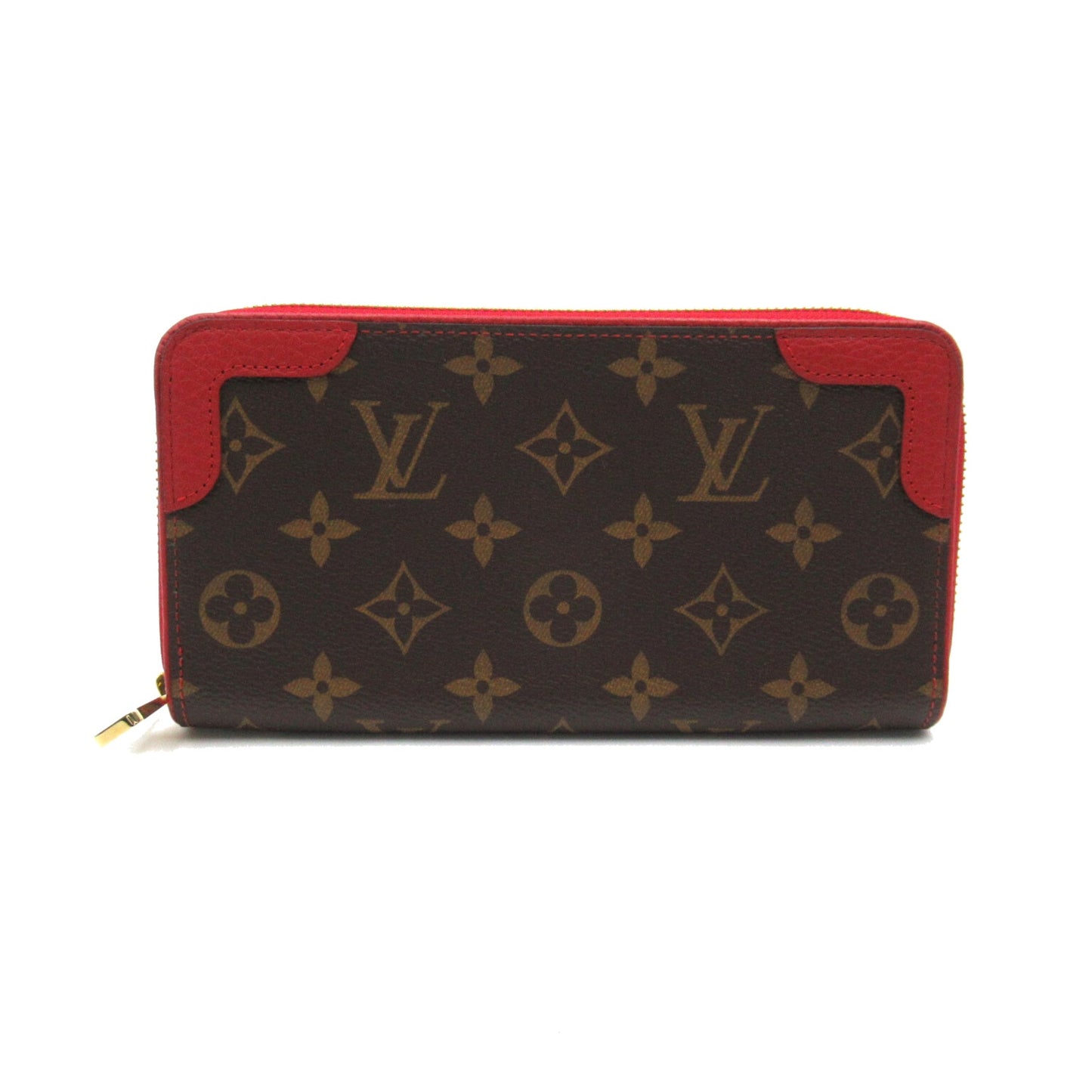 LOUIS VUITTON Zippy wallet Brown Red Cerise Monogram PVC coated canvas leather M61854