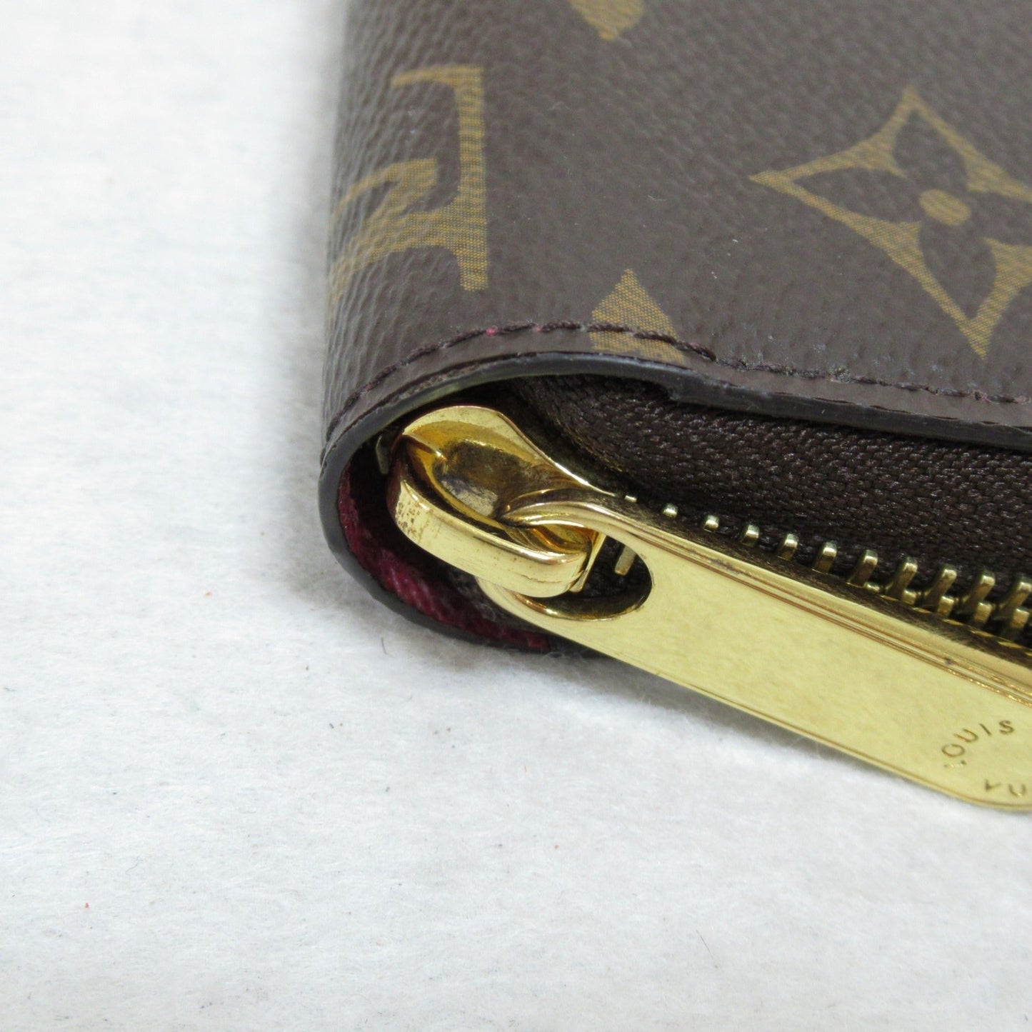 LOUIS VUITTON Zippy wallet purse Brown Pink Fuschia Monogram PVC coated canvas M41895