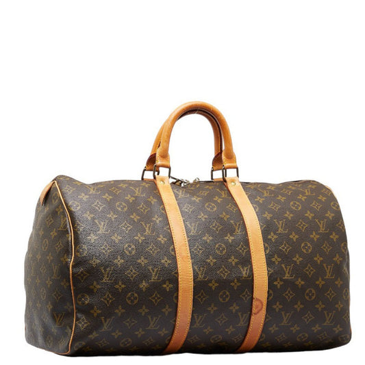 LOUIS VUITTON Monogram Keepall 50 Boston Bag M41426 Brown PVC Leather Ladies
