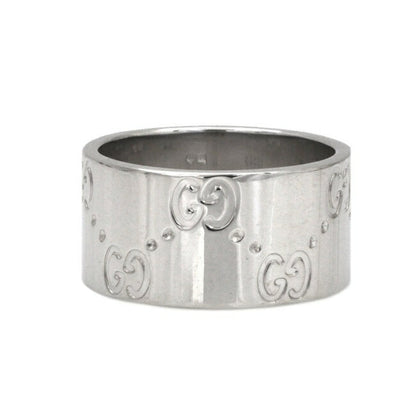 Gucci Icon Ring WG White Gold GG No. 8 # 750 K18 GUCCI 9mm Engraved Band Women's Men's Unisex Flat