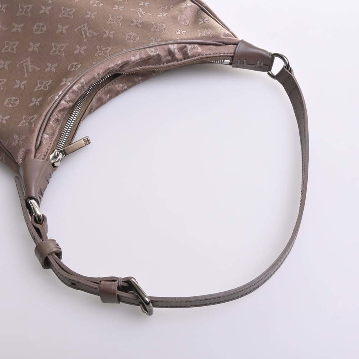 LOUIS VUITTON Monogram Satin Little Boulogne Handbag M92143 Brown Women's