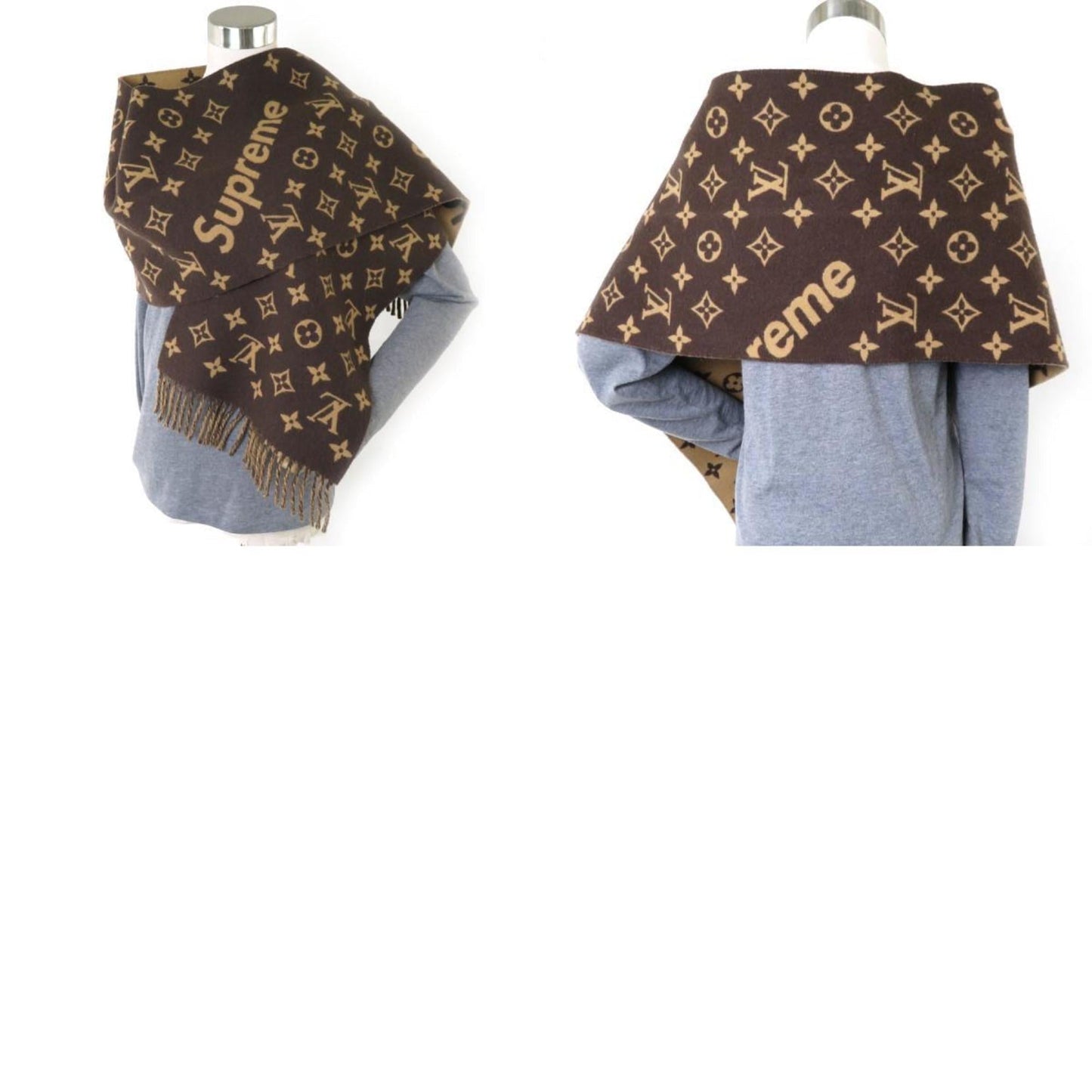 LOUIS VUITTON Muffler xSupreme Supreme Monogram Wool/Cashmere Brown/Beige Unisex MP1891