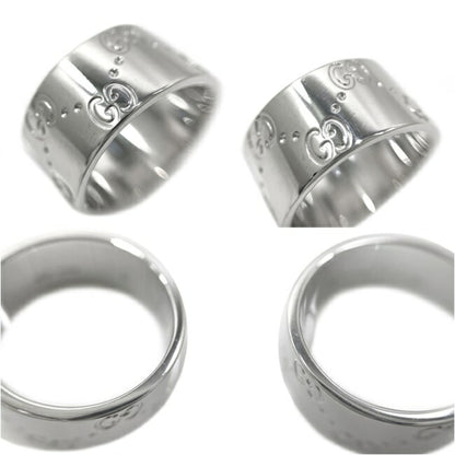 Gucci Icon Ring WG White Gold GG No. 8 # 750 K18 GUCCI 9mm Engraved Band Women's Men's Unisex Flat