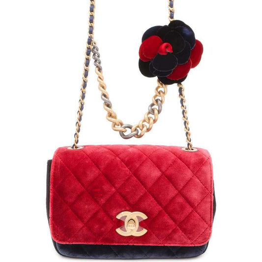 Chanel Chain Shoulder Bag Matelasse Camellia Coco Mark Velour CHANEL Black