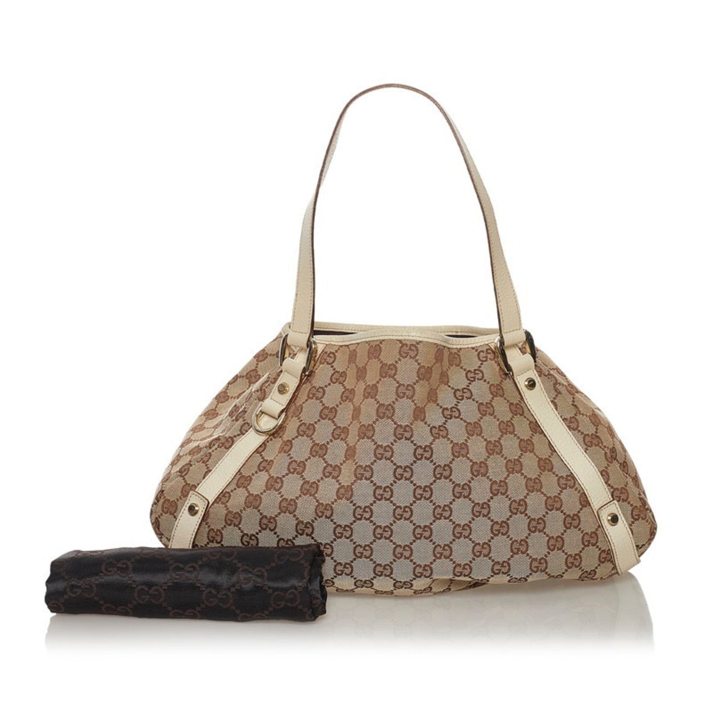 Gucci GG Canvas Handbag 130736 Beige Leather Ladies GUCCI