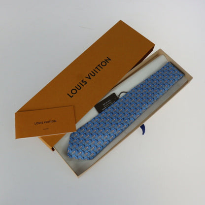 LOUIS VUITTON Cravat Globetrot Cars Tie M78558 Silk 100% Light Blue System Trunk x Car Pattern