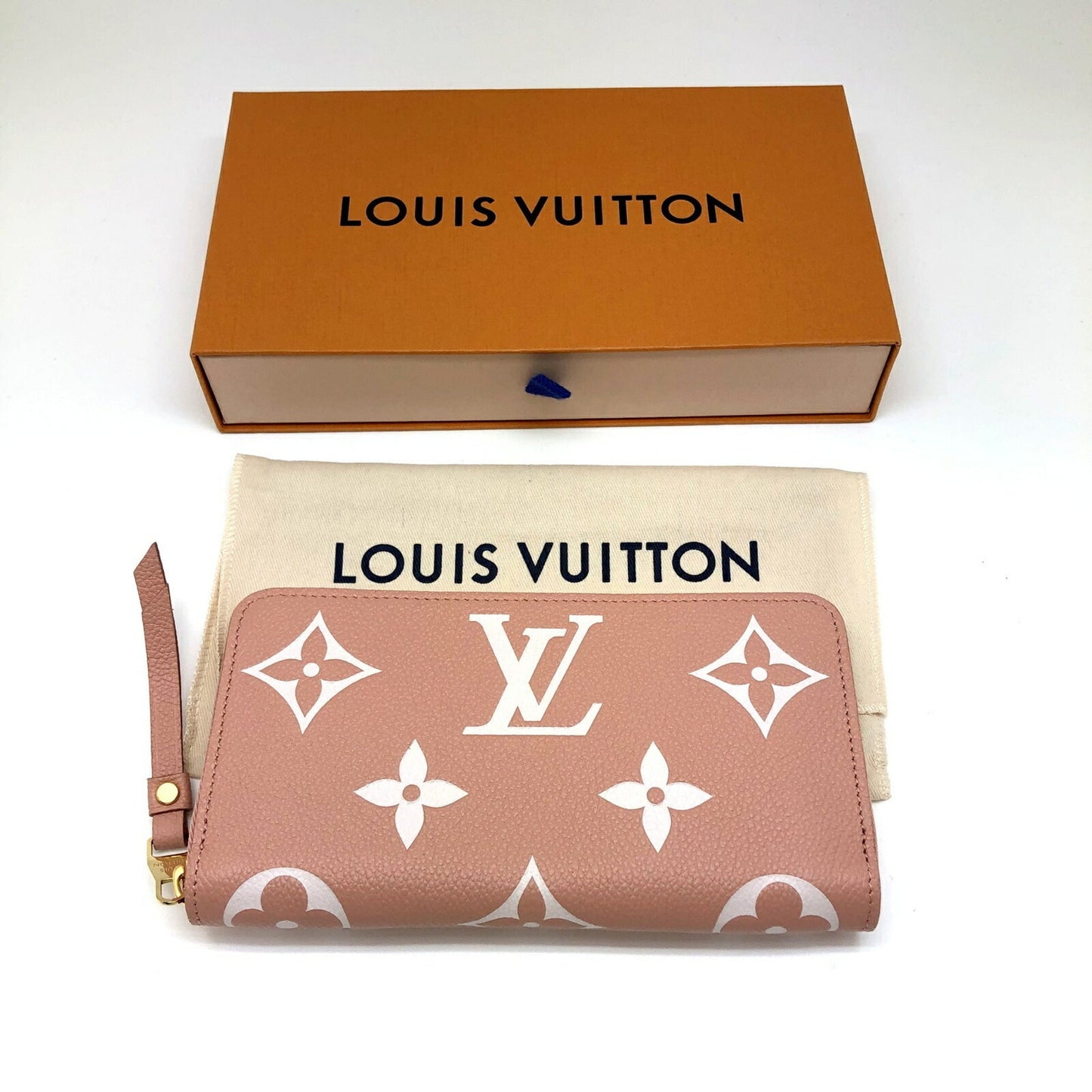 LOUIS VUITTON Zippy Wallet M81645 Leather Implant Rose Trianon Claim Gold Hardware Round Zipper Long Women's