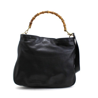 Gucci Bamboo 2WAY Handbag Shoulder Bag Leather Black GUCCI Ladies 2 Way
