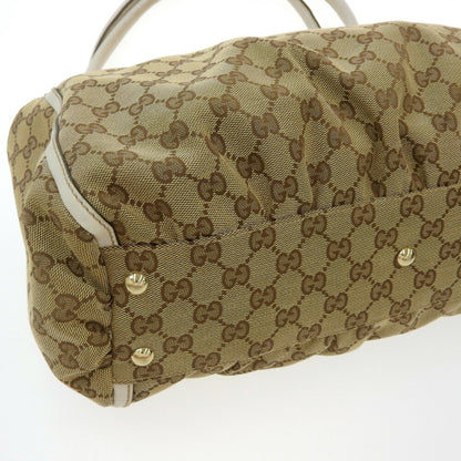 Gucci GG Canvas Tote Bag Logo Handbag Brown White 189831 002122