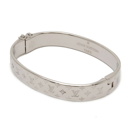 LOUIS VUITTON Cuff Nanogram Bangle Bracelet #S S Size Metal Silver Color M00249