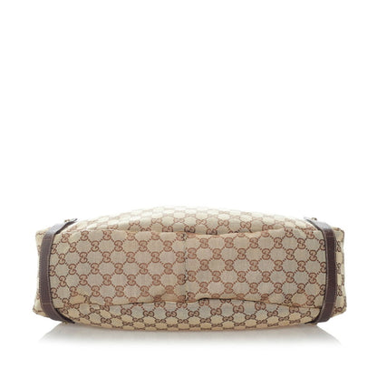 Gucci GG Canvas Handbag 130736 Beige Leather Ladies GUCCI