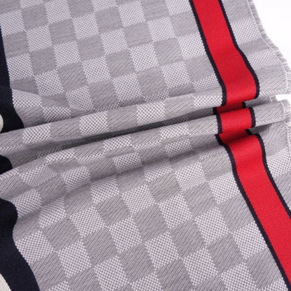 LOUIS VUITTON muffler stole Echarpe Damier LV wool 100% ladies gray