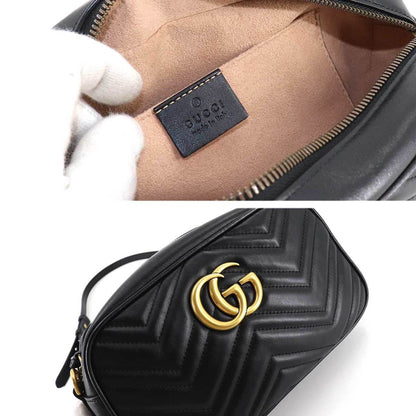 Gucci GG Marmont Quilted Small Chain Shoulder Bag Leather Black 447632