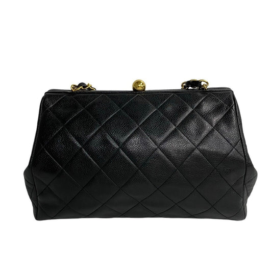 CHANEL Chanel Matelasse Caviar Skin Chain Shoulder Bag Handbag Black 121-7