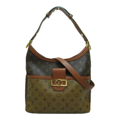 LOUIS VUITTON Hobo Dauphine MM Shoulder Bag Brown Black Monogram Reverse PVC coated canvas M45195