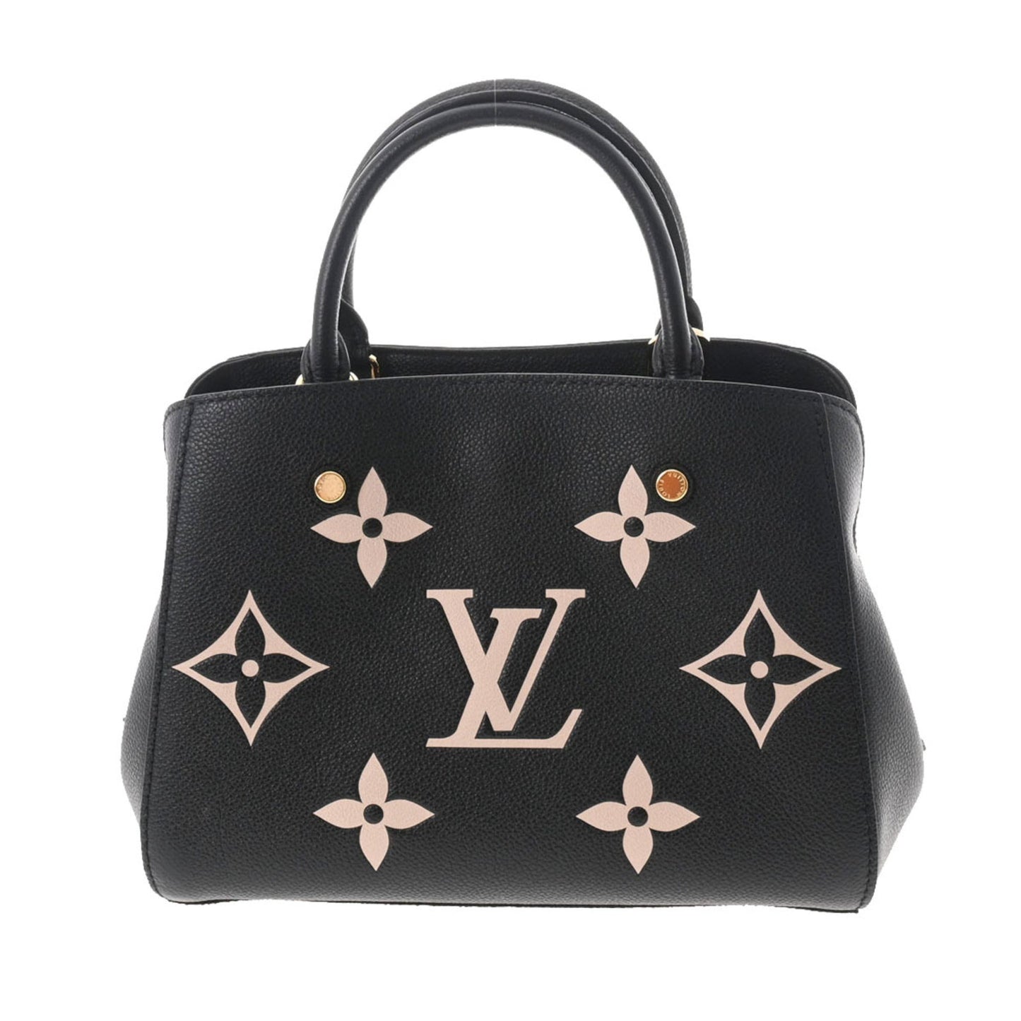 LOUIS VUITTON Monogram Emplant Montaigne BB Noir Beige M45489 Women's Bag