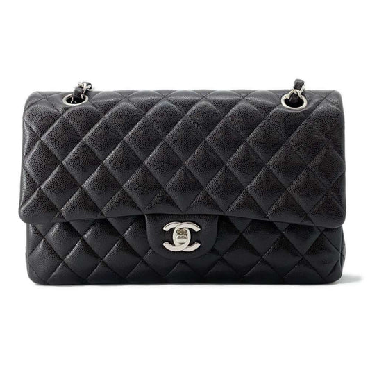 Chanel Chain Shoulder Bag Matelasse 25 Coco Mark Caviar Skin Double A01112