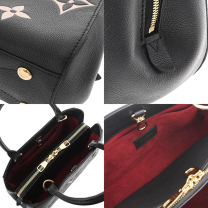 LOUIS VUITTON Monogram Emplant Montaigne BB Noir Beige M45489 Women's Bag