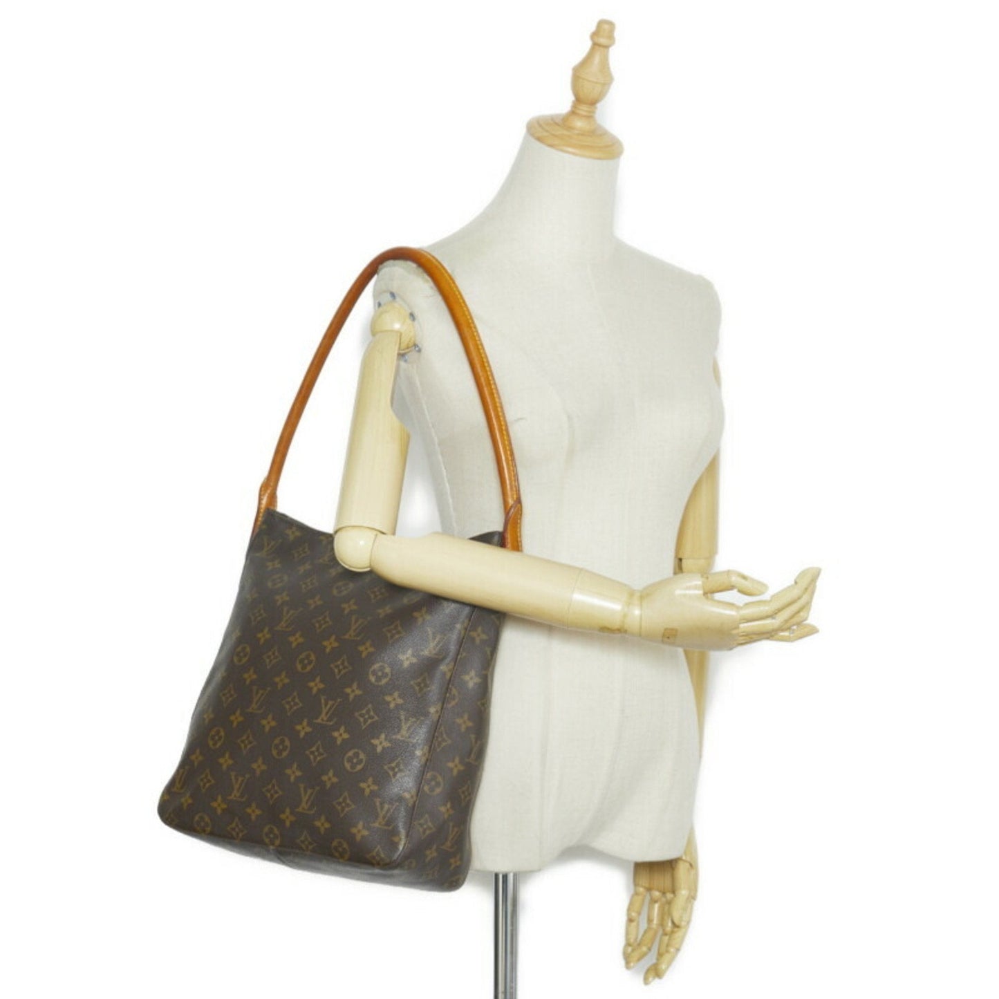 LOUIS VUITTON Monogram Looping GM Shoulder Bag Handbag M51145 Brown PVC Leather Ladies