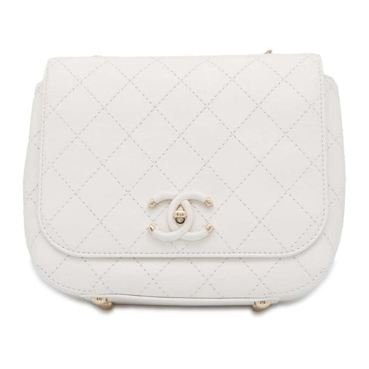 Chanel Chain Shoulder Bag Matelasse Coco Mark CHANEL White