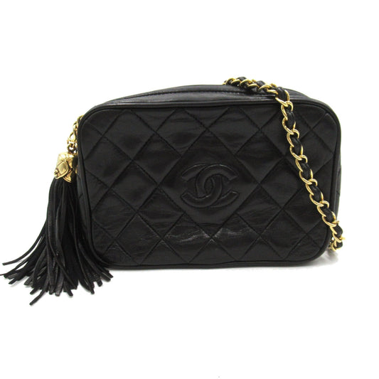CHANEL ChainShoulder with tassels Black Lambskin (sheep leather)