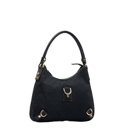 GUCCI GG Canvas Abbey 130738 Black Leather Women's