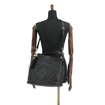 Gucci Soho 2way Shoulder Bag Leather Black 536194 Gold Hardware SOHO