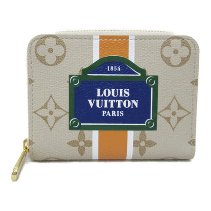 LOUIS VUITTON zip around purse Beige leather monopanum canvas M82691