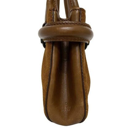 Gucci Handbag Brown Horsebit 101345 Leather Suede GUCCI Women's Bag