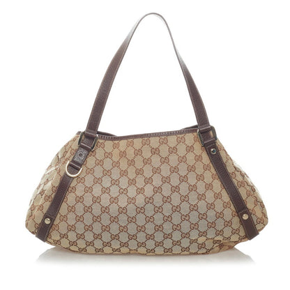 Gucci GG Canvas Handbag 130736 Beige Leather Ladies GUCCI