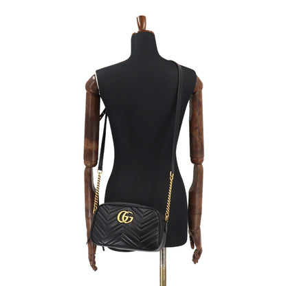 Gucci GG Marmont Quilted Small Chain Shoulder Bag Leather Black 447632