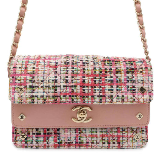 Chanel Chain Shoulder Bag Matelasse Coco Mark Tweed Lambskin CHANEL
