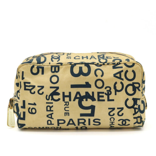 CHANEL Chanel Bi-C Line Multi-Pouch Canvas Beige Navy