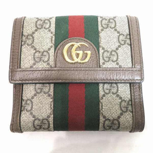 Gucci Sherry Line GG Supreme 523173 3 Fold Wallet Women's