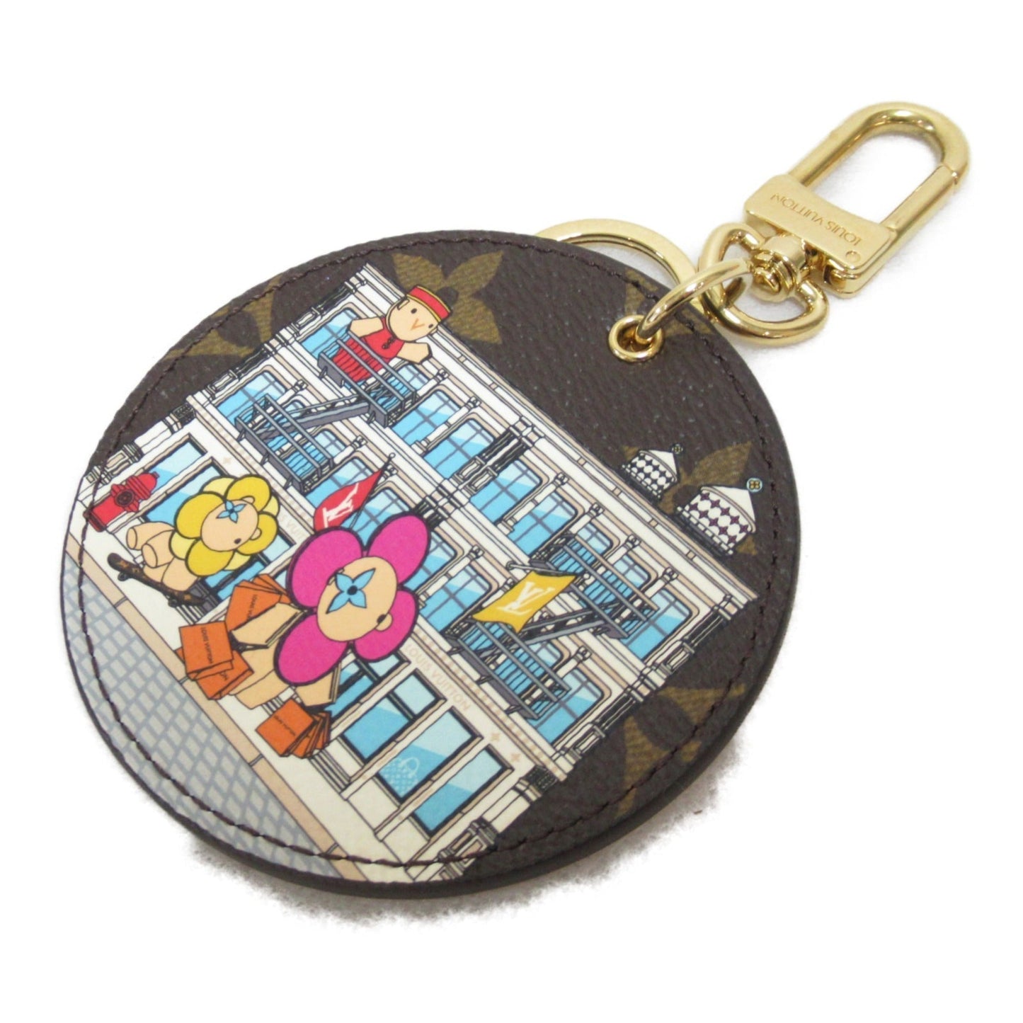 LOUIS VUITTON Porto Craie Ilustre New York City Keychain Brown Monogram PVC coated canvas M00873