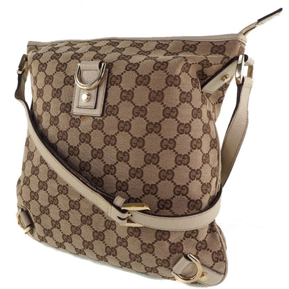 Gucci 131326 GG Canvas x Leather Beige Women's Shoulder Bag