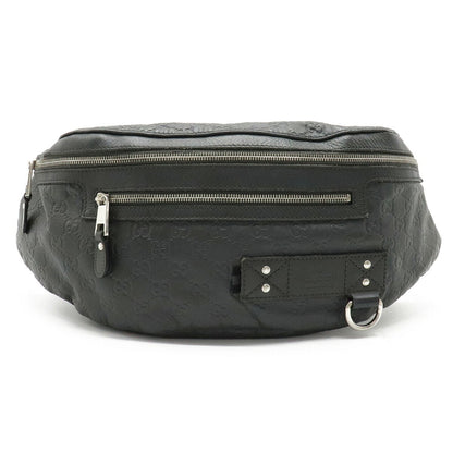 Gucci Shima Body Bag Hip Waist Pouch Rubber Coated Leather Gray 246409