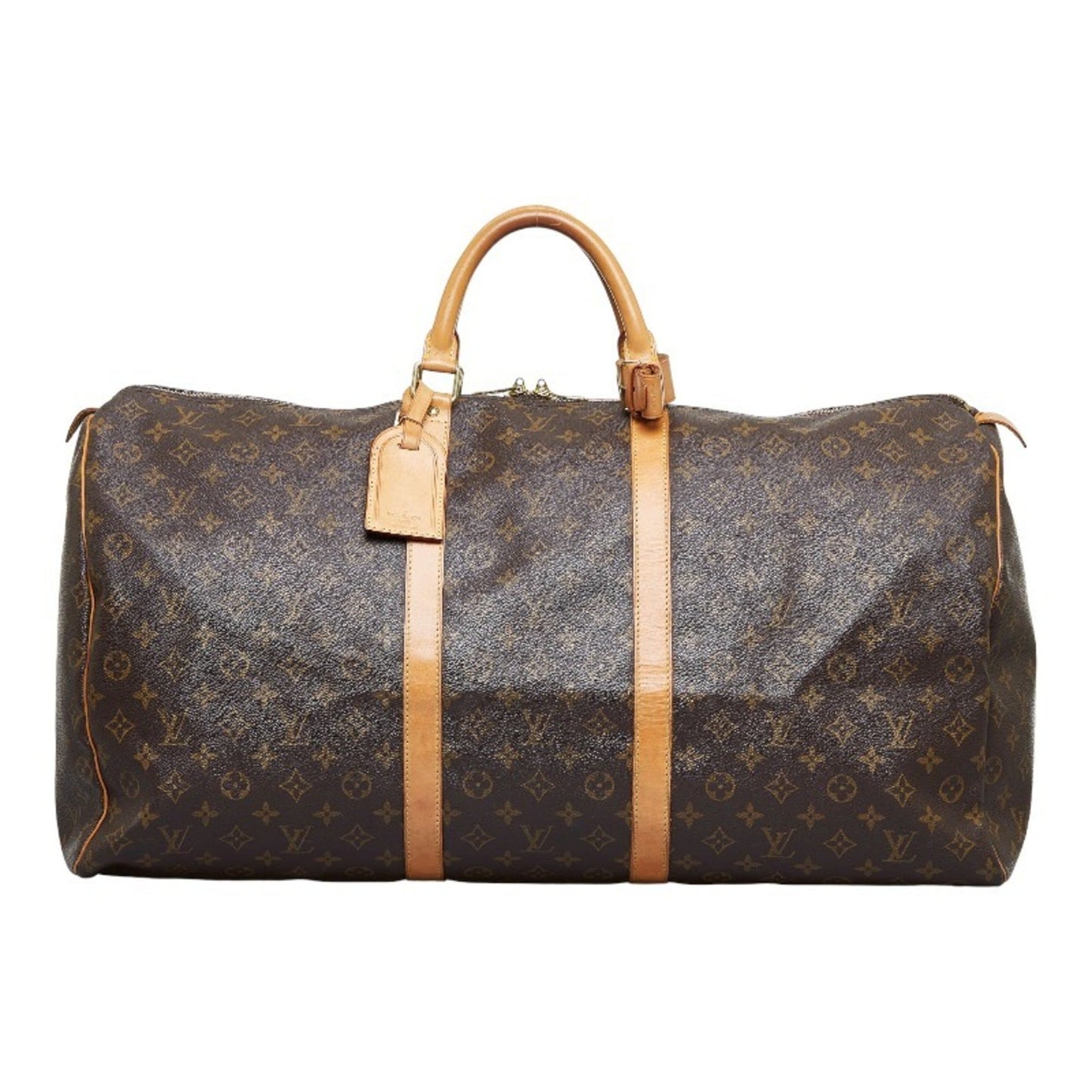 LOUIS VUITTON Monogram Keepall 60 Boston Bag M41422 Brown PVC Leather Ladies