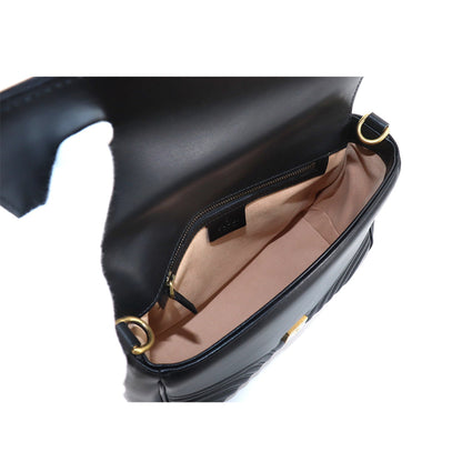 Gucci GG Marmont Small Top Handle Bag 2way Hand Shoulder Leather Black 498110