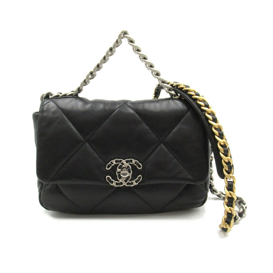 CHANEL CHANEL19 Chain Shoulder Bag, Lambskin (Sheepskin), Women's, Black