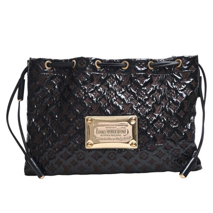 LOUIS VUITTON Monogram Envinil Squeech Shoulder Bag M95259 Black/Brown Women's