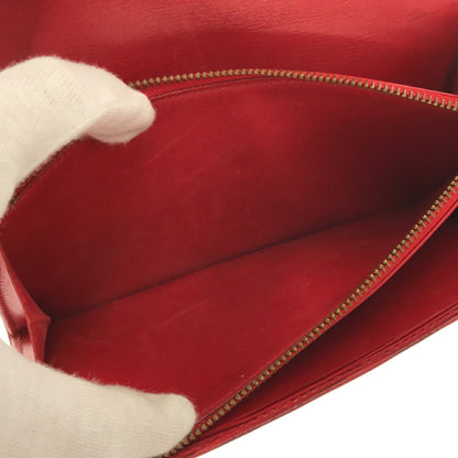 LOUIS VUITTON Pochette Porto Mone Credit M63577 Epi Leather Red Gold Metal Fittings Bifold Long Wallet Women's