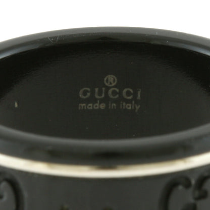 Gucci Ring Icon Thin Band Black Corundum # 9 8.5 Ladies Metal