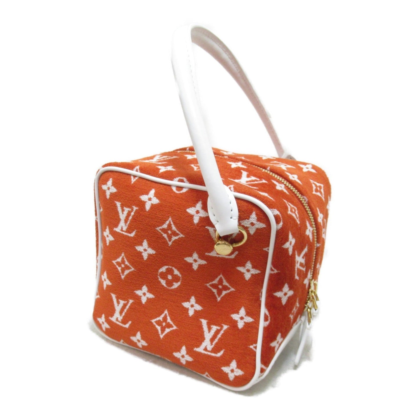 LOUIS VUITTON LV match square bag Red leather Monogram jacquard velvet M46212