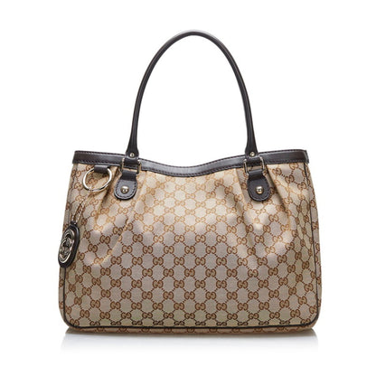 Gucci GG Canvas Suki Tote Bag Shoulder 296835 Beige Brown Leather Ladies Gucci