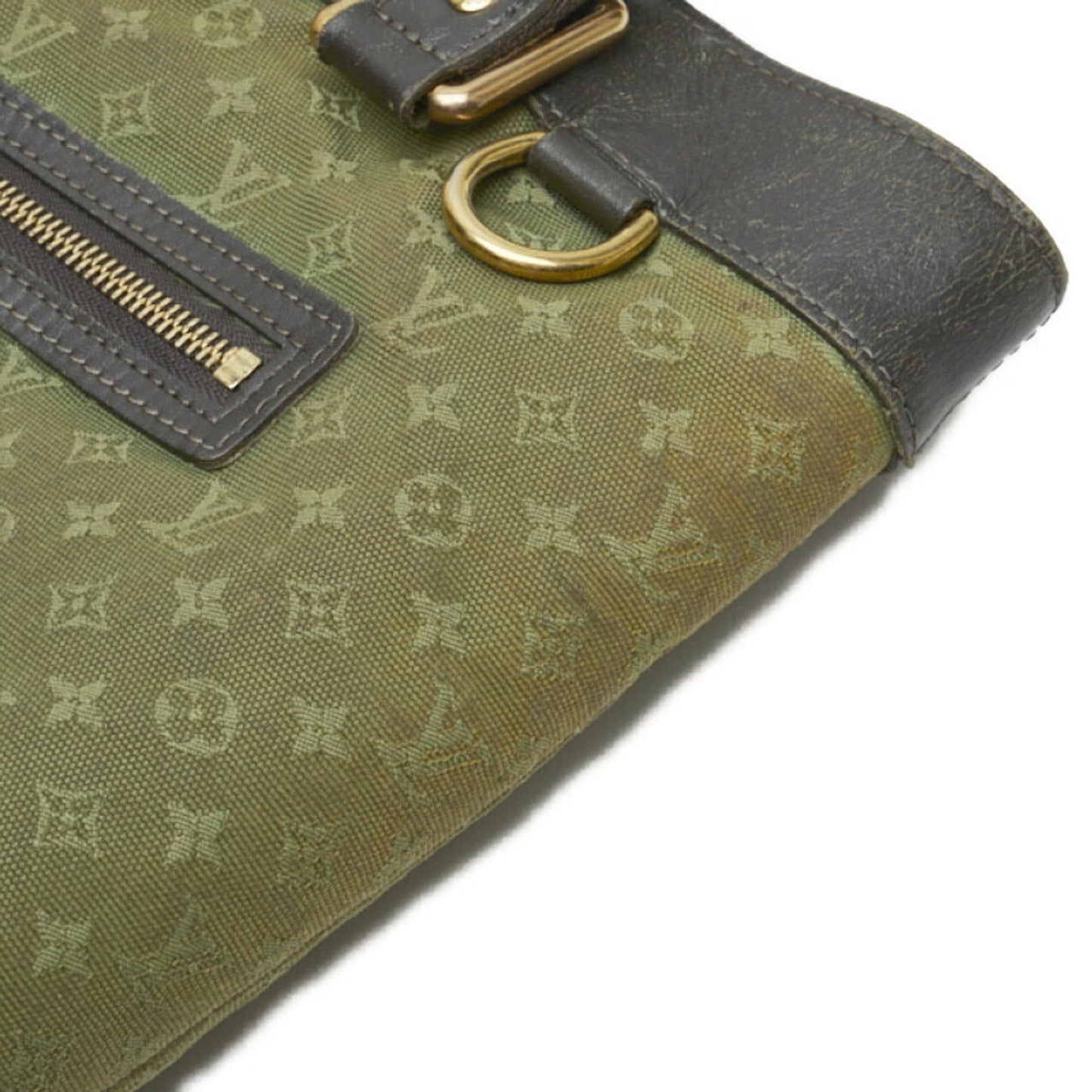 LOUIS VUITTON Monogram Lucile GM Shoulder Bag Tote M92681 Green Dark Brown Canvas Leather Women's
