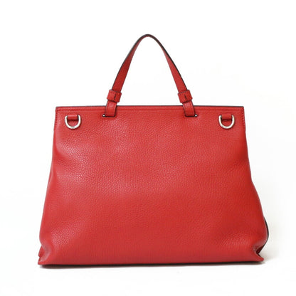 Gucci Shoulder Bag Bamboo Handbag Red Women's Leather