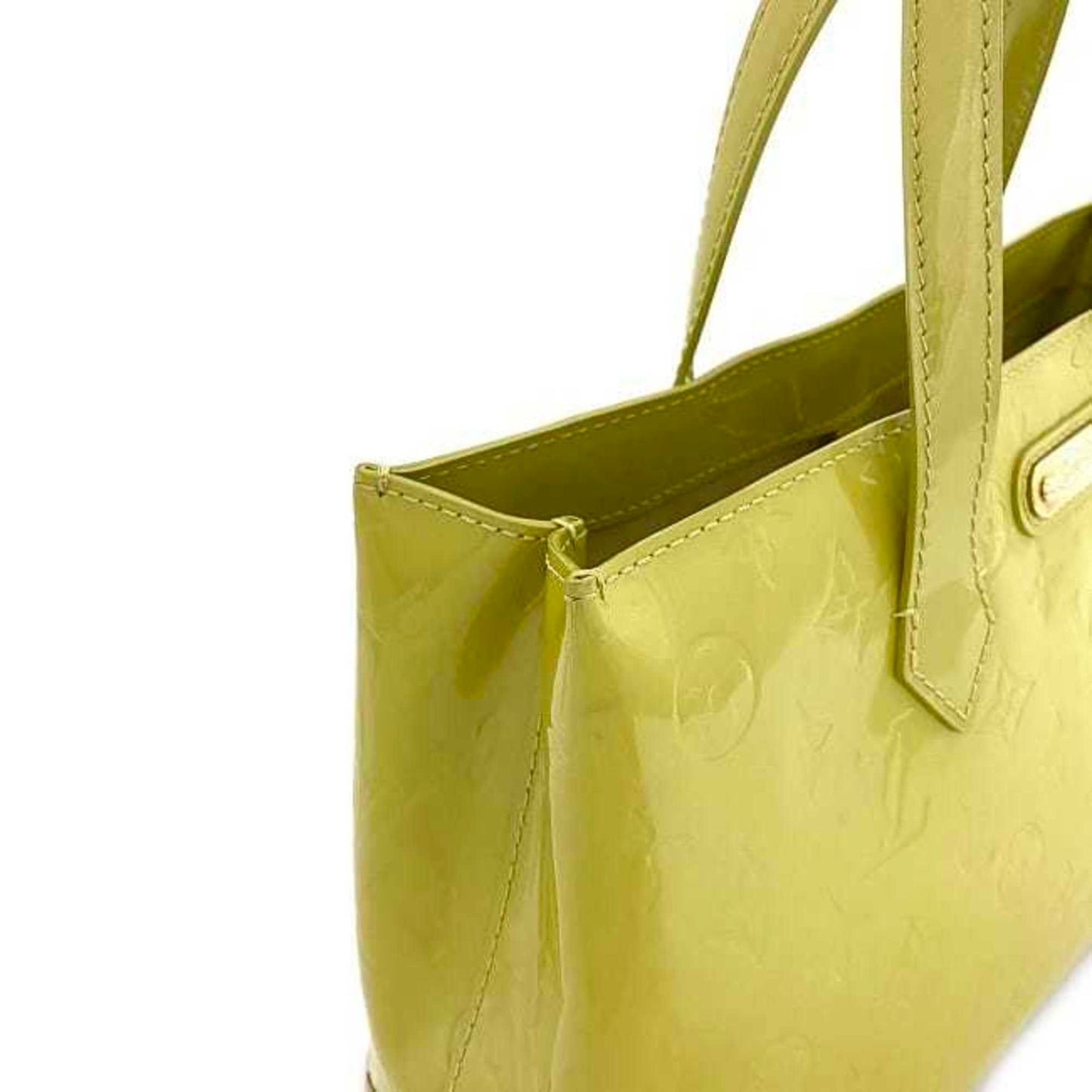 LOUIS VUITTON Handbag Wilshire PM Yellow Green Monogram Vernis M91643 Patent Leather M049  Embossed Enamel LV