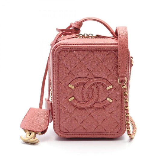 Chanel CHANEL CC Figley Shoulder Bag Caviar Skin Women's Pink AS0988